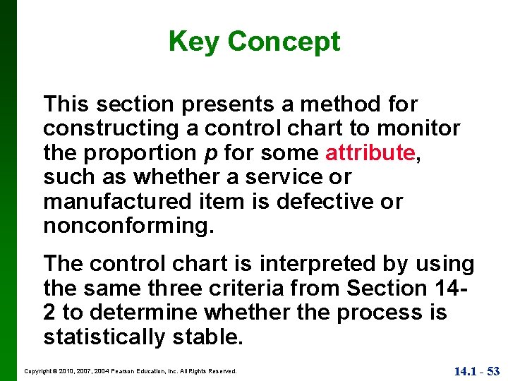 Key Concept This section presents a method for constructing a control chart to monitor