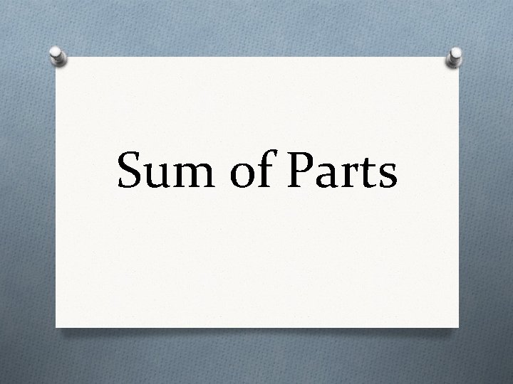 Sum of Parts 