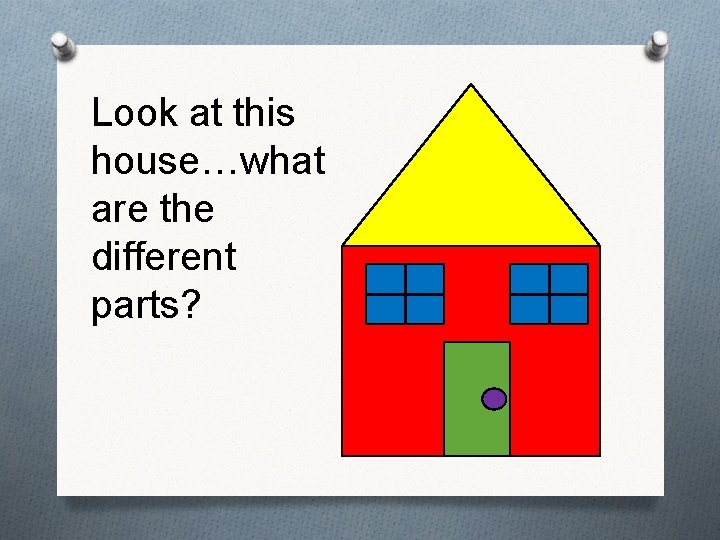 Look at this house…what are the different parts? 