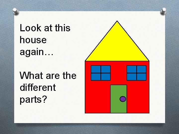 Look at this house again… What are the different parts? 