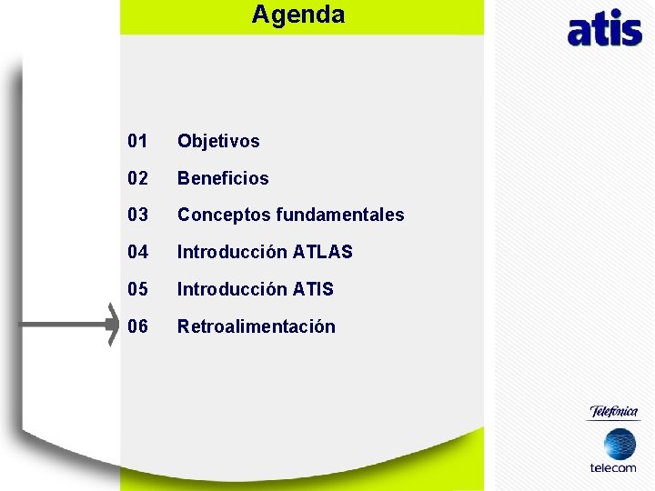Agenda 01 Objetivos 02 Beneficios 03 Conceptos fundamentales 04 Introducción ATLAS 05 Introducción ATIS