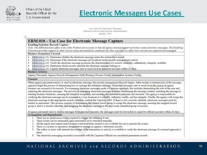 Electronic Messages Use Cases 19 Electronic Messages Use Cases 19