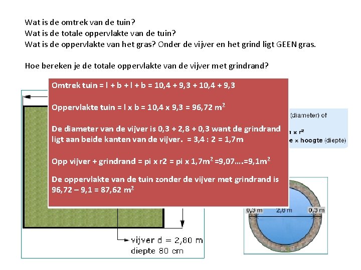 Wat is de omtrek van de tuin? Wat is de totale oppervlakte van de