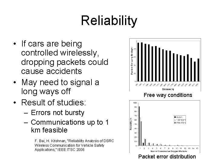 Reliability • If cars are being controlled wirelessly, dropping packets could cause accidents • Reliability • If cars are being controlled wirelessly, dropping packets could cause accidents •