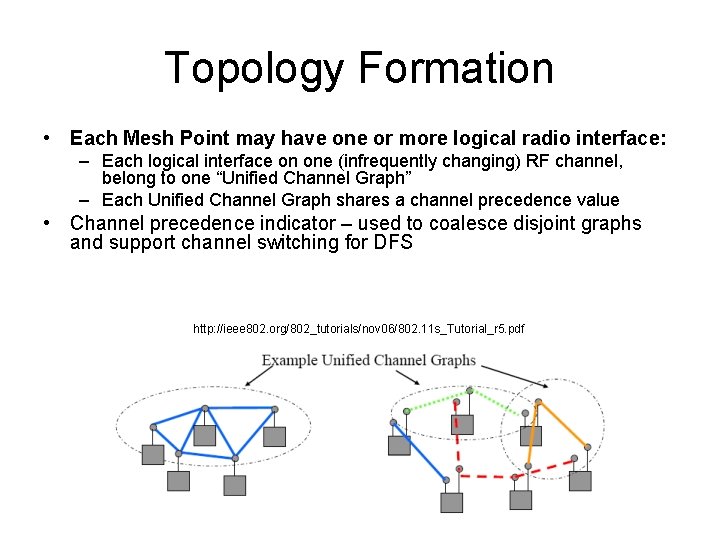Topology Formation • Each Mesh Point may have one or more logical radio interface: Topology Formation • Each Mesh Point may have one or more logical radio interface: