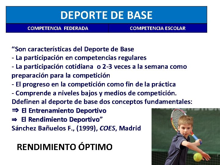 DEPORTE DE BASE COMPETENCIA FEDERADA COMPETENCIA ESCOLAR “Son características del Deporte de Base -