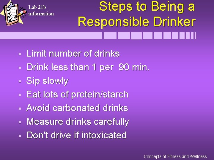 Lab 21 b information § § § § Steps to Being a Responsible Drinker