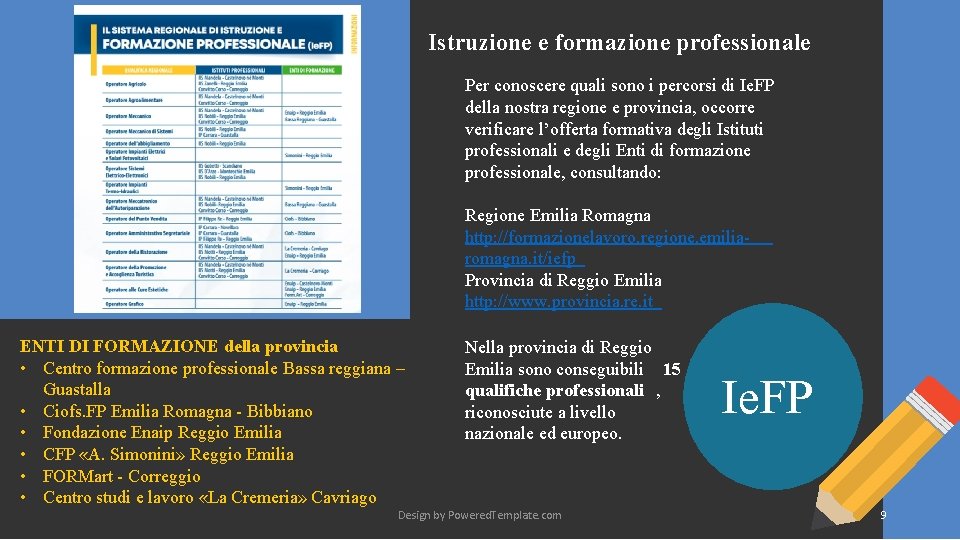 Istruzione e formazione professionale Per conoscere quali sono i percorsi di Ie. FP della Istruzione e formazione professionale Per conoscere quali sono i percorsi di Ie. FP della
