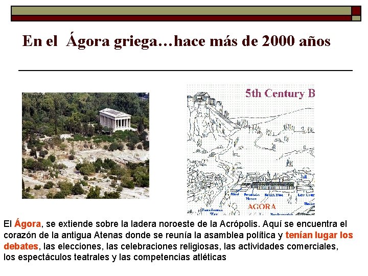 En el Ágora griega…hace más de 2000 años El Ágora, se extiende sobre la En el Ágora griega…hace más de 2000 años El Ágora, se extiende sobre la