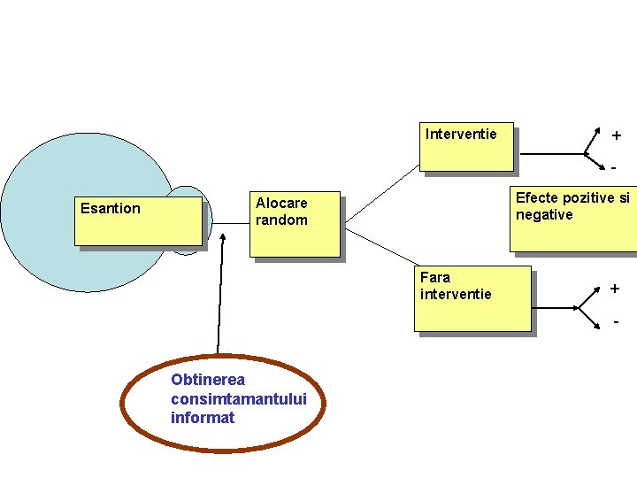 Interventie + Efecte pozitive si negative Alocare random Fara interventie + Esantion - Obtinerea Interventie + Efecte pozitive si negative Alocare random Fara interventie + Esantion - Obtinerea
