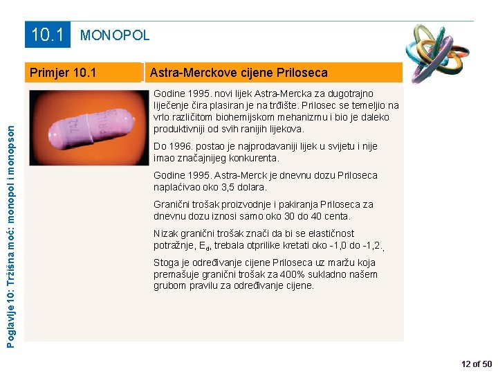 10. 1 MONOPOL Poglavlje 10: Tržišna moć: monopol i monopson Primjer 10. 1 Astra-Merckove