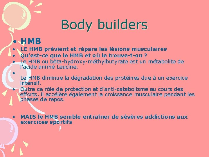 Body builders • HMB • LE HMB prévient et répare les lésions musculaires •