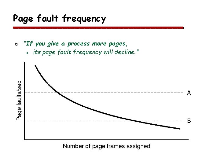 Page fault frequency q “If you give a process more pages, v its page Page fault frequency q “If you give a process more pages, v its page
