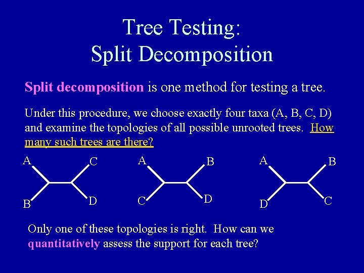 Tree Testing: Split Decomposition Split decomposition is one method for testing a tree. Under