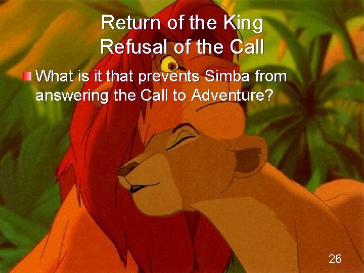 Return of the King Refusal of the Call What is it that prevents Simba