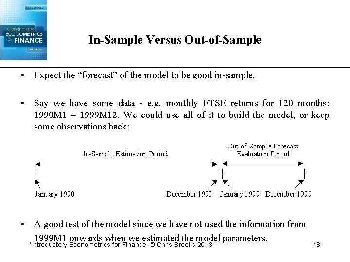 In-Sample Versus Out-of-Sample • Expect the “forecast” of the model to be good in-sample.