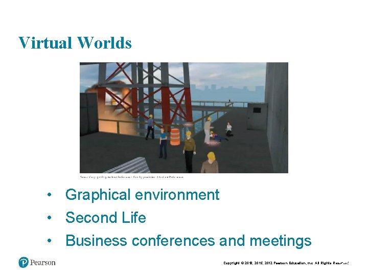 Virtual Worlds • Graphical environment • Second Life • Business conferences and meetings Copyright