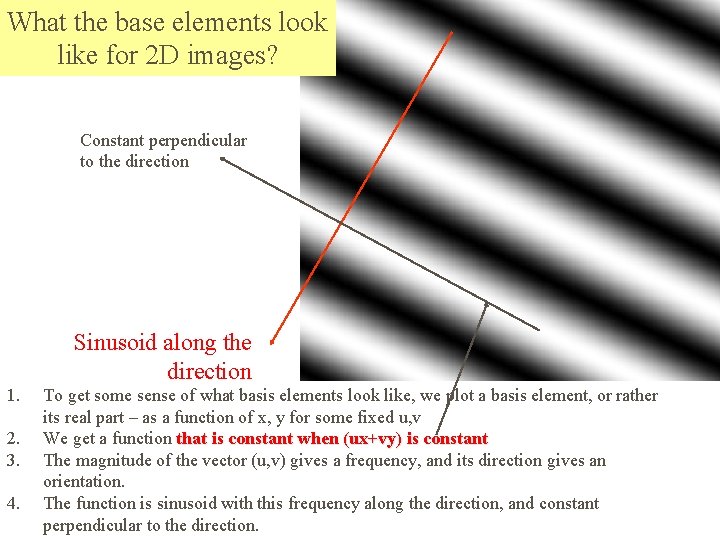 What the base elements look like for 2 D images? Constant perpendicular to the