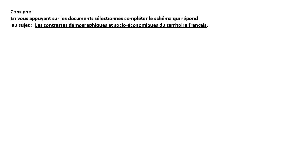 Consigne : En vous appuyant sur les documents sélectionnés compléter le schéma qui répond