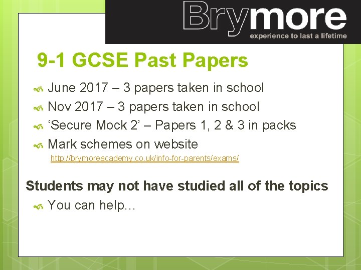 9 -1 GCSE Past Papers June 2017 – 3 papers taken in school Nov