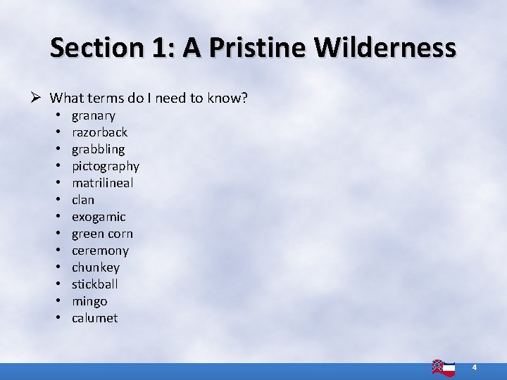 Section 1: A Pristine Wilderness Ø What terms do I need to know? •