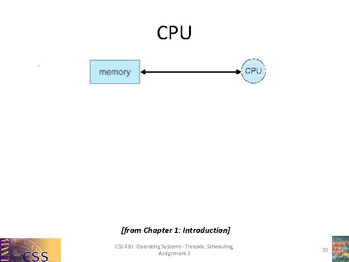 CPU [from Chapter 1: Introduction] CSS 430: Operating Systems - Threads, Scheduling, Assignment 2
