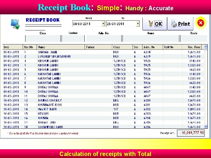 Receipt Book: Simple: Handy : Accurate Calculation of receipts with Total 