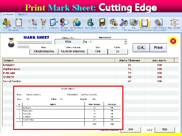 Print Mark Sheet: Cutting Edge 
