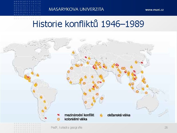 Historie konfliktů 1946– 1989 Ped. F, katedra geografie 26 