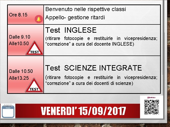Ore 8. 15 Dalle 9. 10 Alle 10. 50 Dalle 10. 50 Alle 13. Ore 8. 15 Dalle 9. 10 Alle 10. 50 Dalle 10. 50 Alle 13.