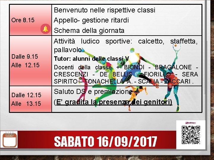 Ore 8. 15 Dalle 9. 15 Alle 12. 15 Dalle 12. 15 Alle 13. Ore 8. 15 Dalle 9. 15 Alle 12. 15 Dalle 12. 15 Alle 13.