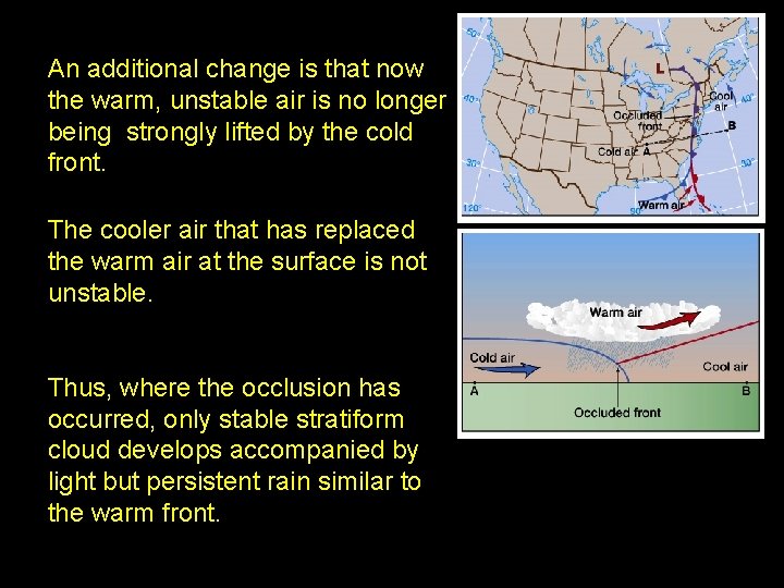 An additional change is that now the warm, unstable air is no longer being