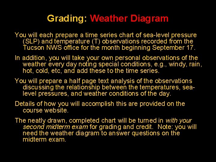 Grading: Weather Diagram You will each prepare a time series chart of sea-level pressure