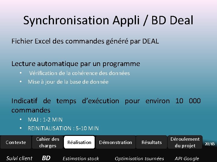 Synchronisation Appli / BD Deal Fichier Excel des commandes généré par DEAL Lecture automatique Synchronisation Appli / BD Deal Fichier Excel des commandes généré par DEAL Lecture automatique