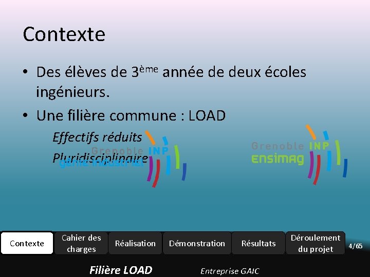 Contexte • Des élèves de 3ème année de deux écoles ingénieurs. • Une filière Contexte • Des élèves de 3ème année de deux écoles ingénieurs. • Une filière