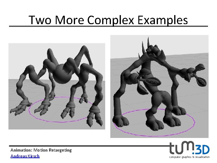 Two More Complex Examples Animation: Motion Retargeting Andreas Kirsch computer graphics & visualization 