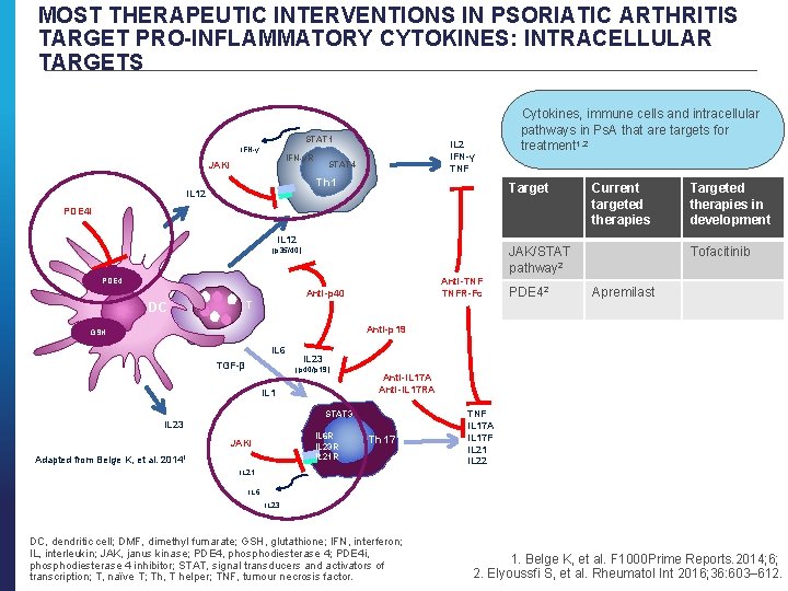 MOST THERAPEUTIC INTERVENTIONS IN PSORIATIC ARTHRITIS TARGET PRO-INFLAMMATORY CYTOKINES: INTRACELLULAR TARGETS STAT 1 IFN-γR