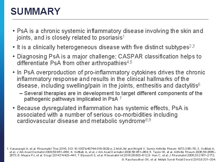 SUMMARY • Ps. A is a chronic systemic inflammatory disease involving the skin and