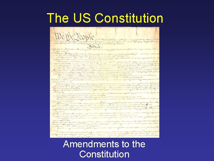 The US Constitution Amendments to the Constitution 