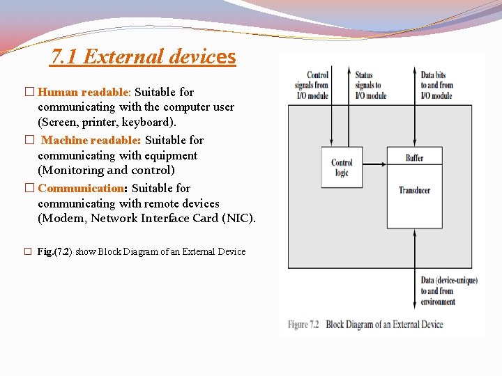 7. 1 External devices � Human readable: Suitable for communicating with the computer user