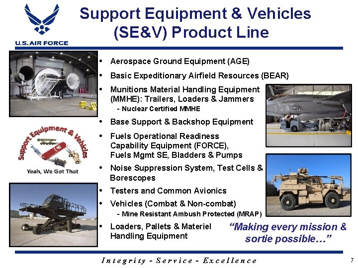 Support Equipment & Vehicles (SE&V) Product Line • Aerospace Ground Equipment (AGE) • Basic