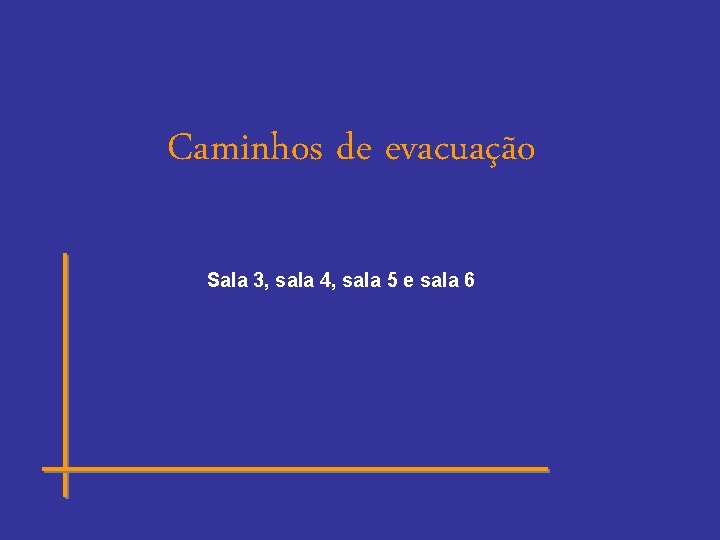 Caminhos de evacuação Sala 3, sala 4, sala 5 e sala 6 