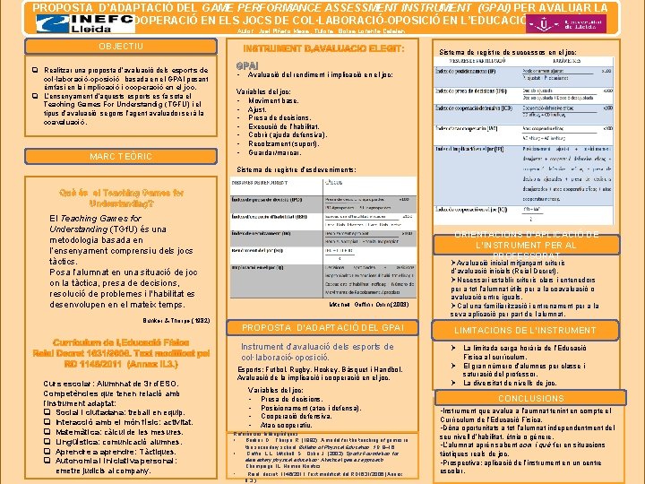 PROPOSTA D’ADAPTACIÓ DEL GAME PERFORMANCE ASSESSMENT INSTRUMENT (GPAI) PER AVALUAR LA IMPLICACIÓ I LA