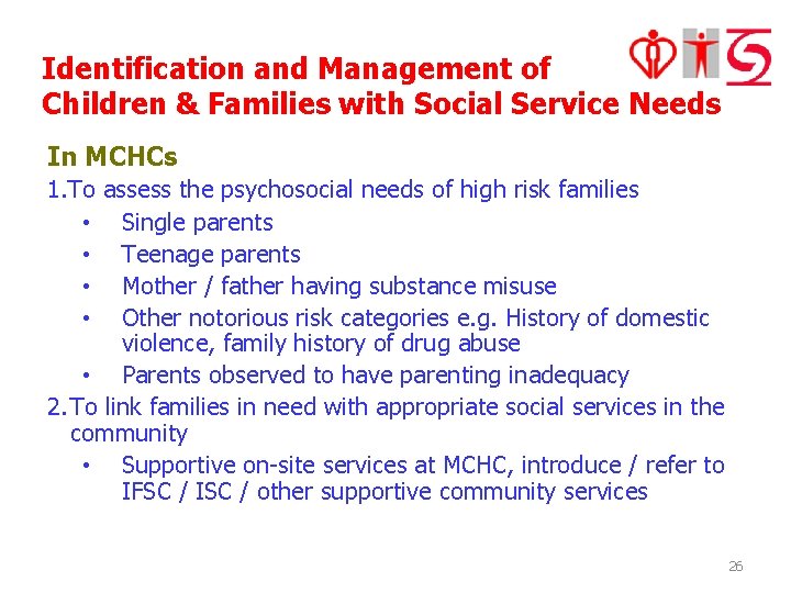 Identification and Management of Children & Families with Social Service Needs In MCHCs 1.