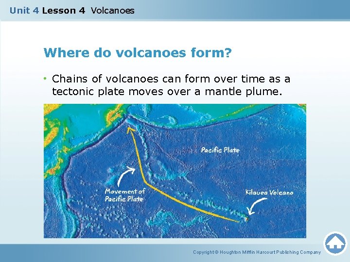 Unit 4 Lesson 4 Volcanoes Where do volcanoes form? • Chains of volcanoes can