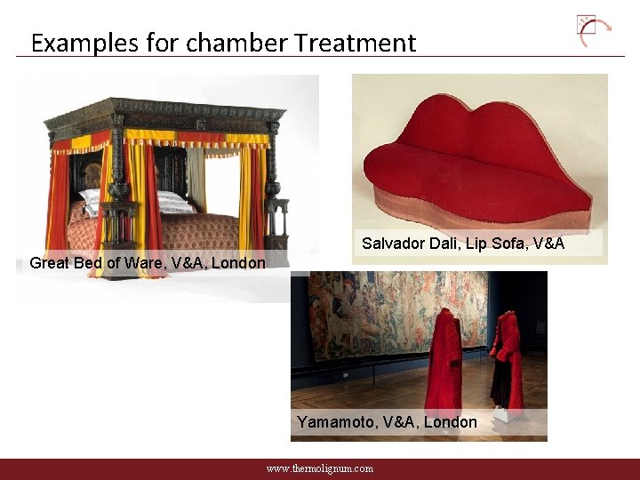 Examples for chamber Treatment Salvador Dali, Lip Sofa, V&A Great Bed of Ware, V&A,