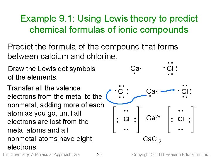Example 9. 1: Using Lewis theory to predict chemical formulas of ionic compounds Predict