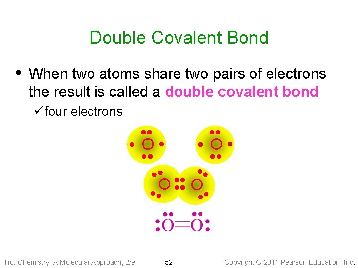 Double Covalent Bond • When two atoms share two pairs of electrons the result