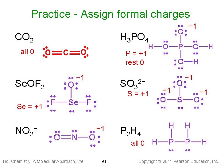 Practice - Assign formal charges CO 2 H 3 PO 4 all 0 P