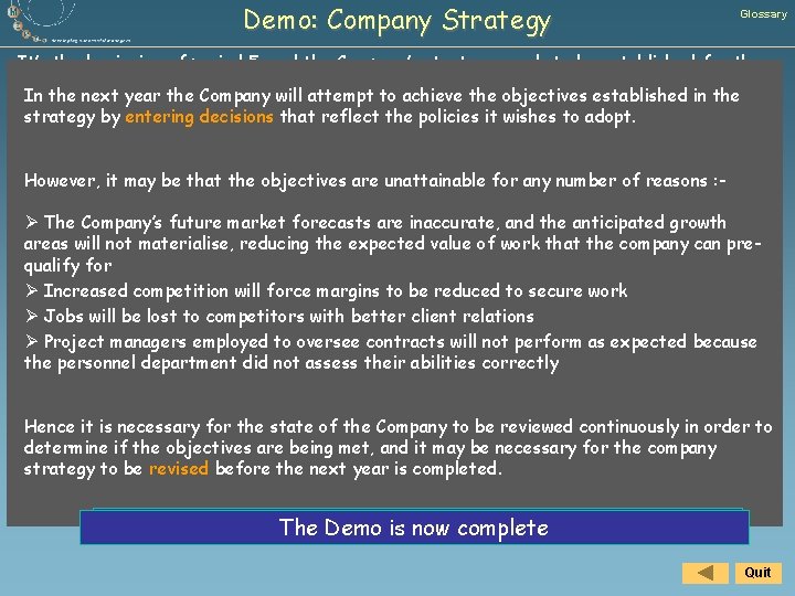 Demo: Company Strategy Glossary It’s the analysed beginningthe of period 5, information and the